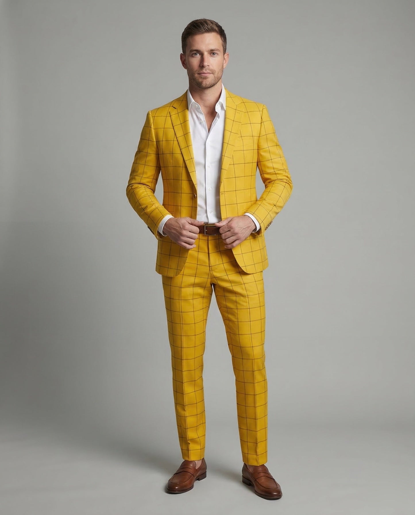 Completo Uomo Slim in Misto Lana Fantasia Quadri - Brentozzi