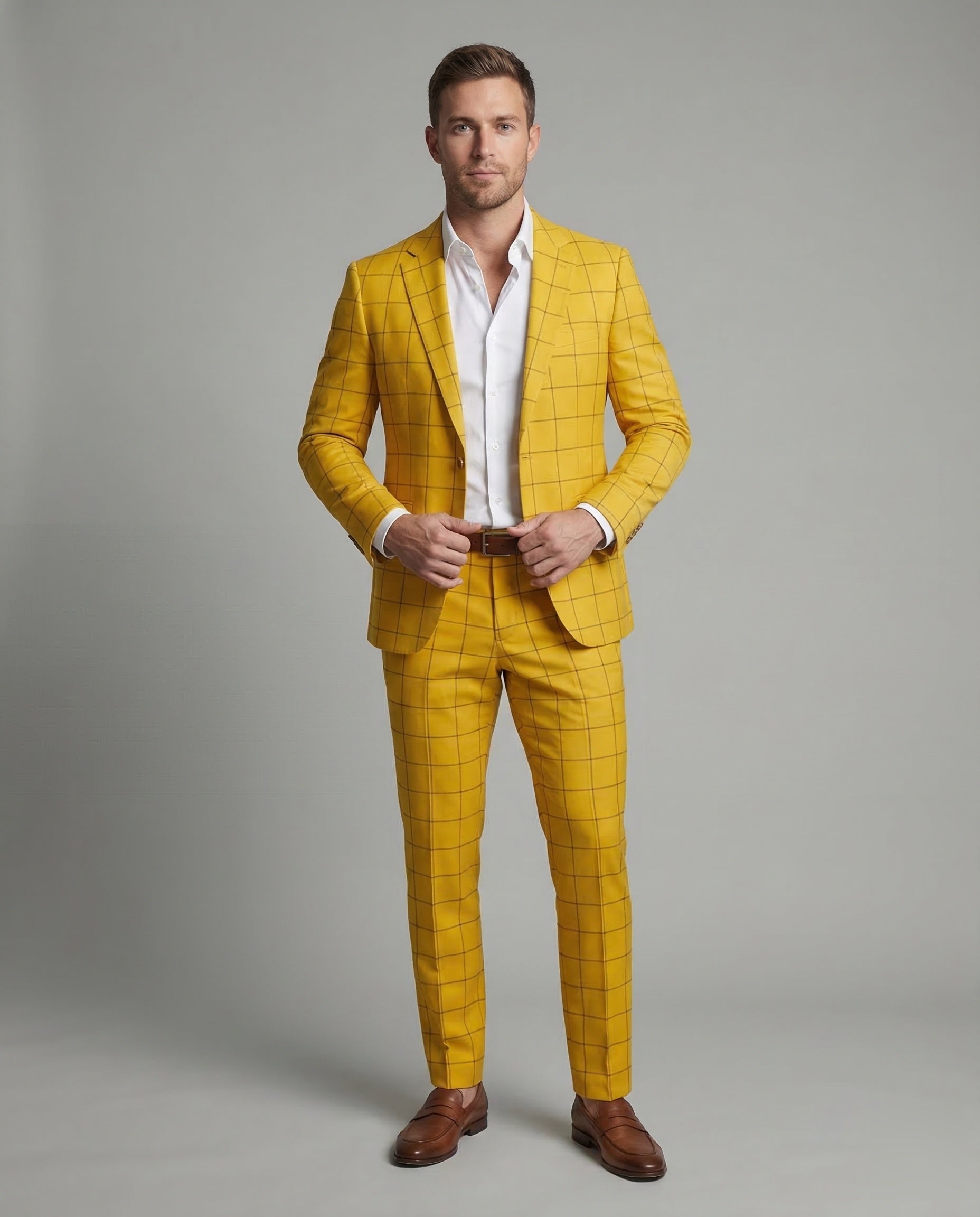 Completo Uomo Slim in Misto Lana Fantasia Quadri - Brentozzi
