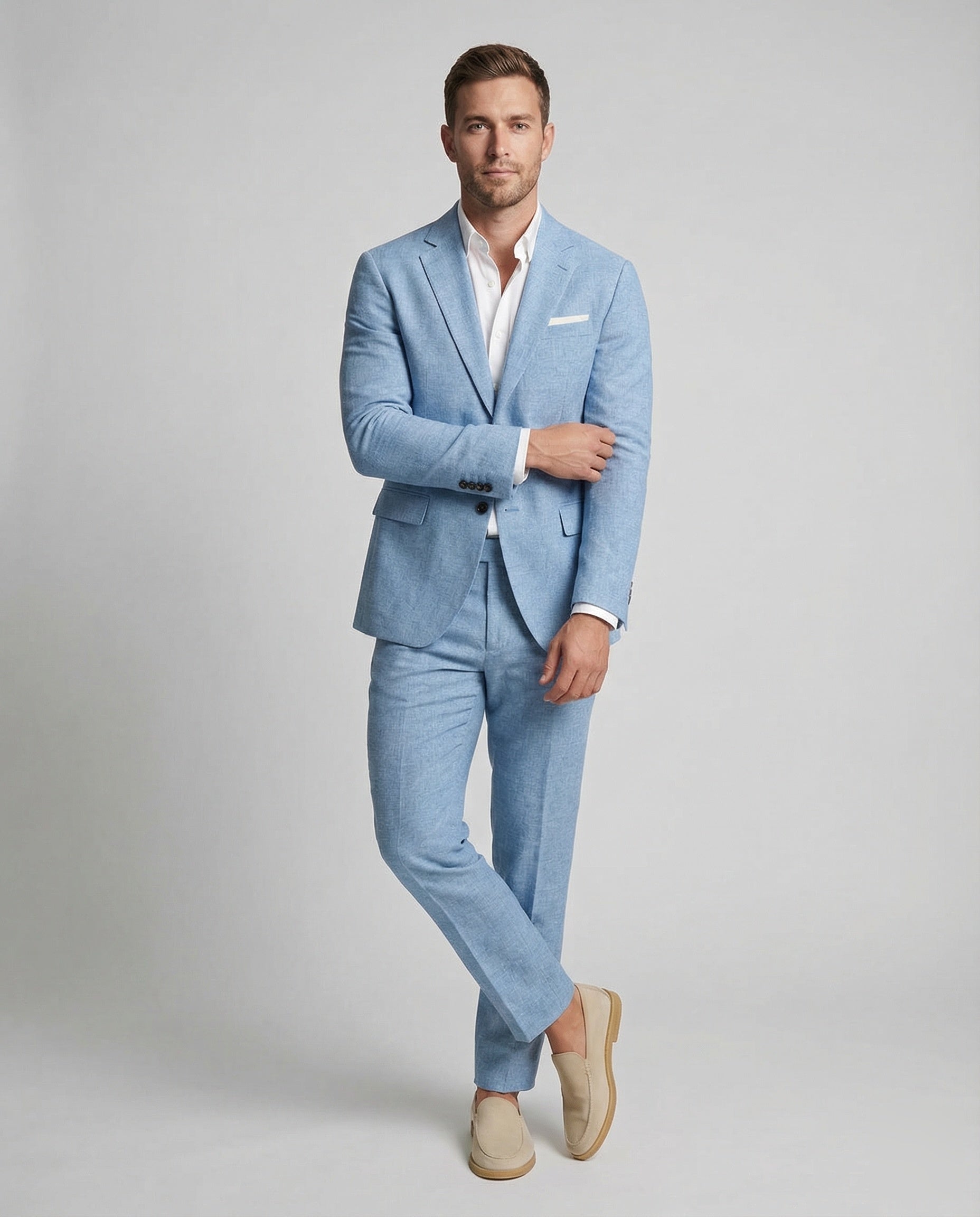 Completo Uomo in Misto Lino con Pantaloni Eleganti - Brentozzi