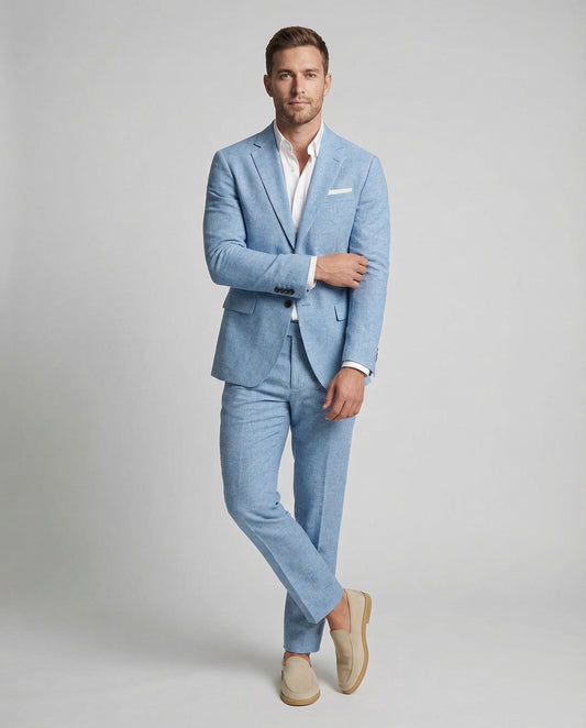 Completo Uomo in Misto Lino con Pantaloni Eleganti - Brentozzi
