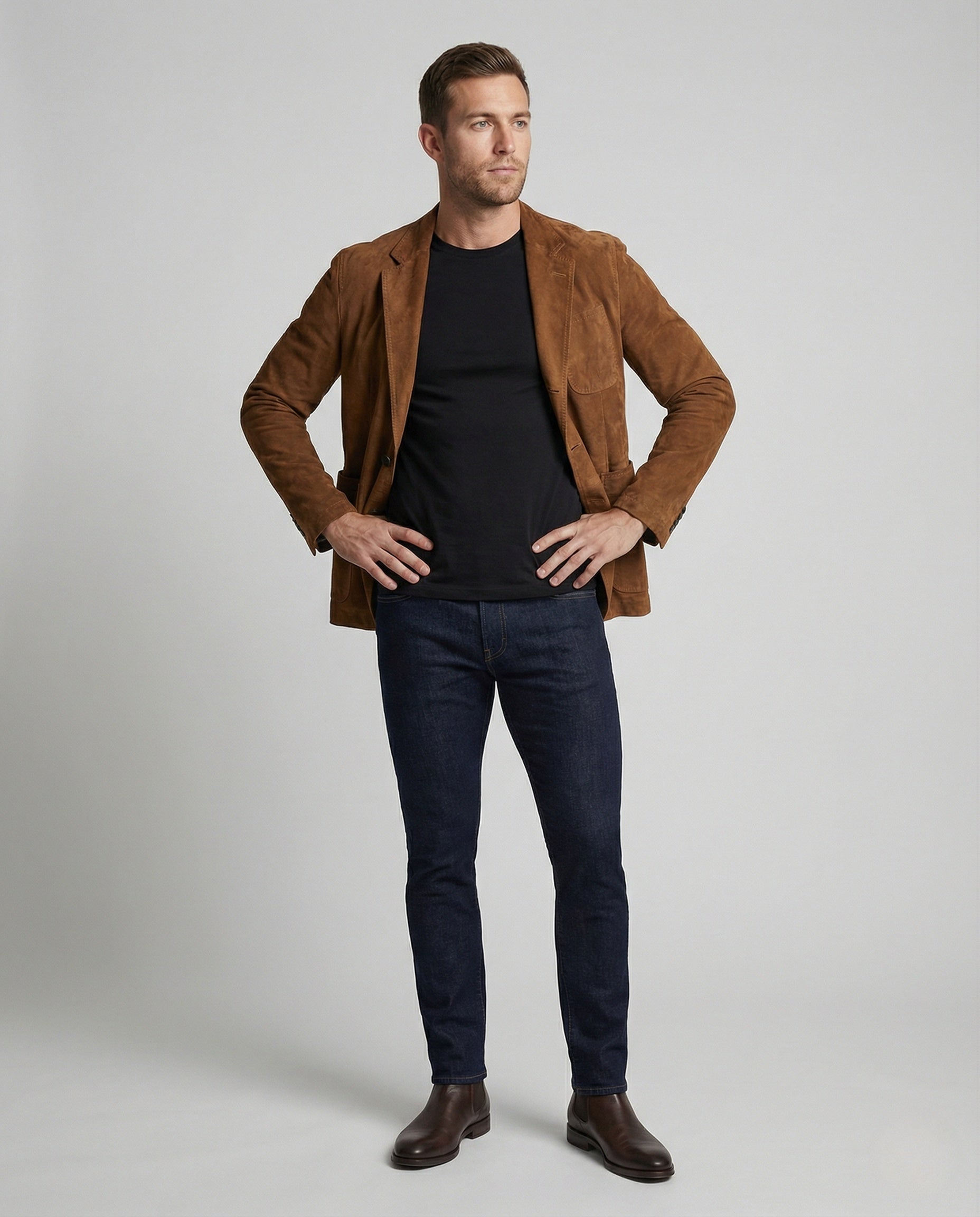 Giacca Uomo in Pelle Scamosciata Slim Fit - Brentozzi