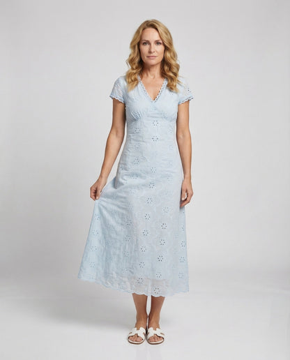 Abito Maxidress Donna Ricamato Scollo a V - Brentozzi