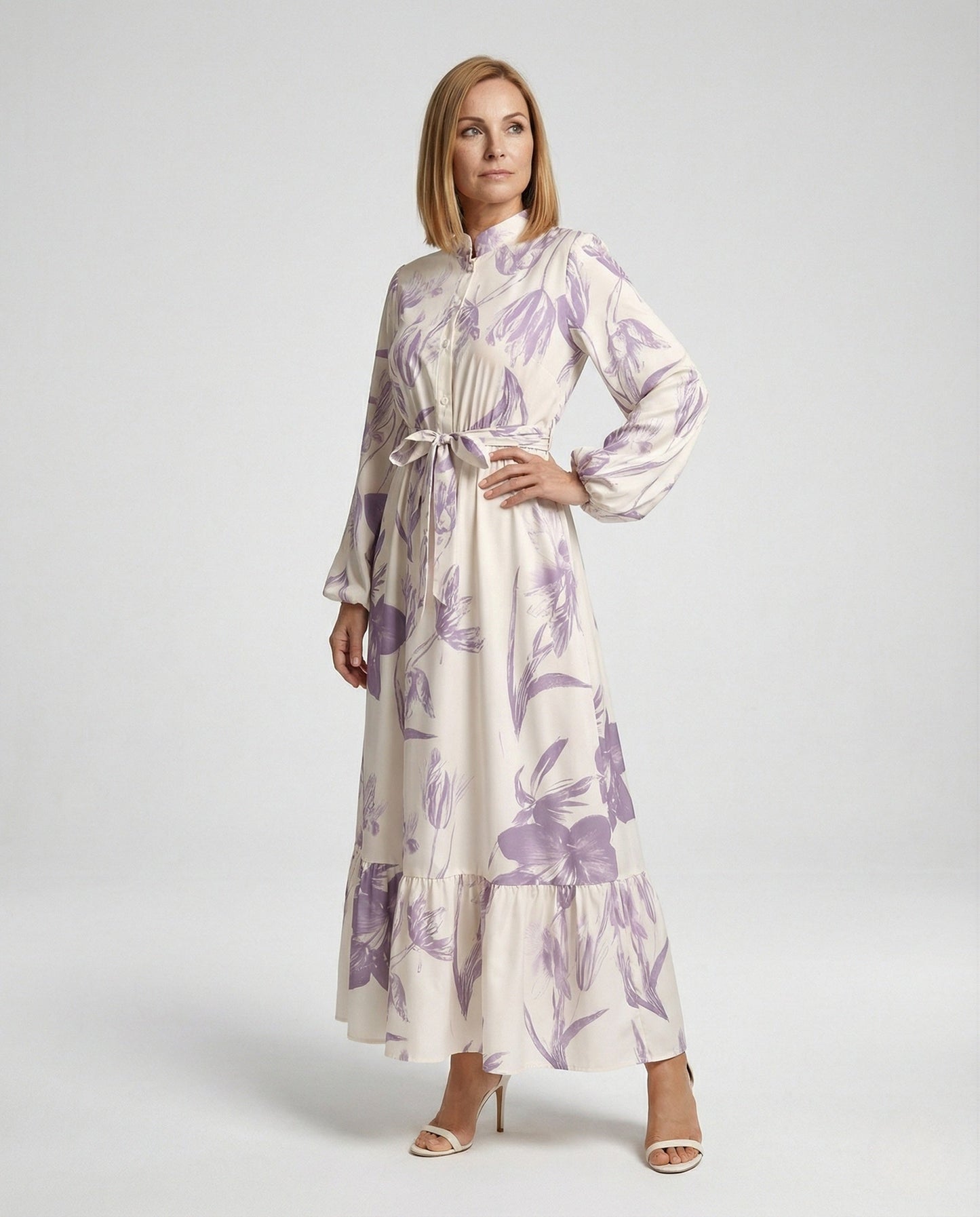 Abito Maxi Donna Collo Alto Manica a Palloncino - Brentozzi