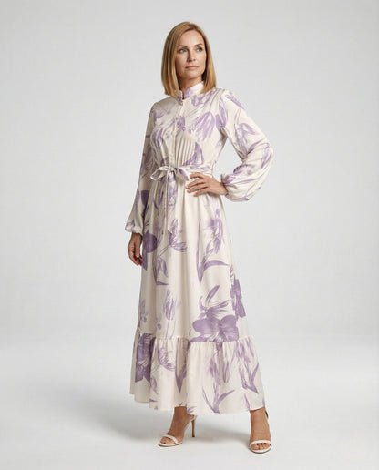 Abito Maxi Donna Collo Alto Manica a Palloncino - Brentozzi