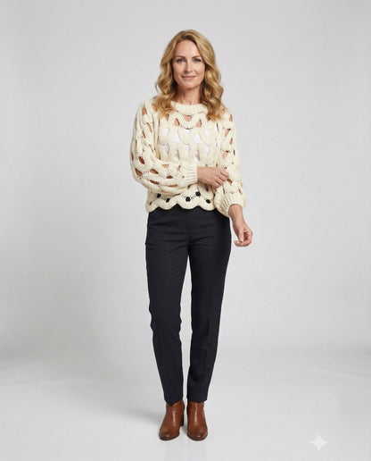 Maglione Donna Oversize in Maglia con Motivo Traforato - Brentozzi