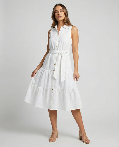 Abito Midi Donna Camicia con Maniche a Volant - Brentozzi