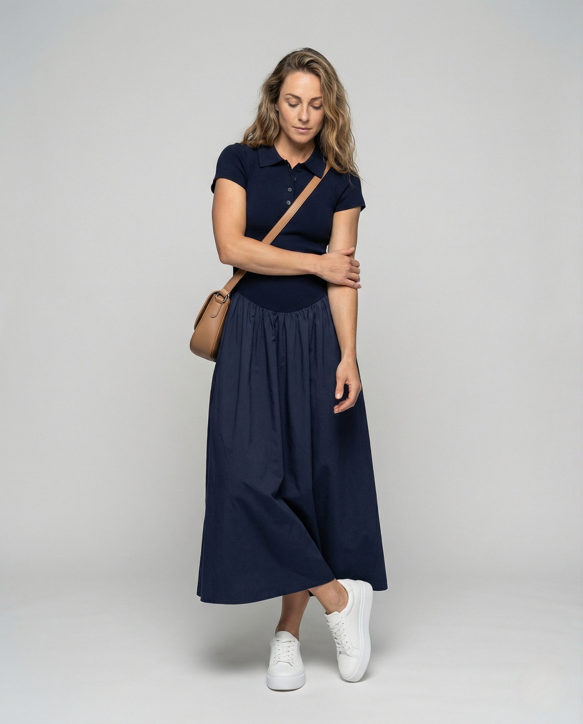 Abito Maxi Donna Smanicato con Collo a Polo - Brentozzi