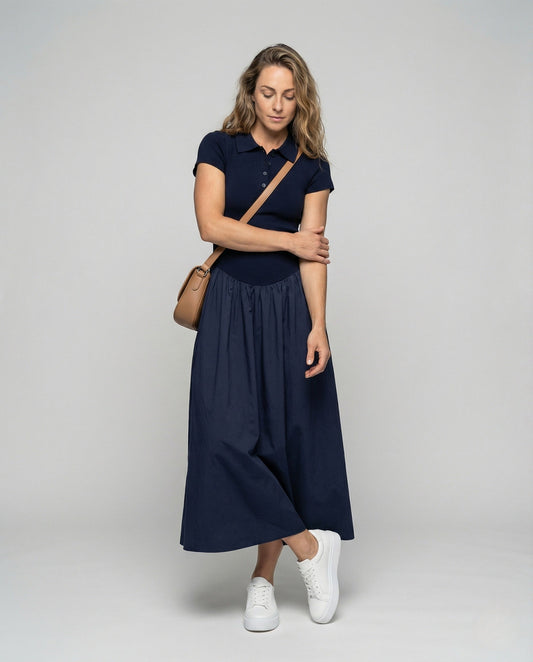 Abito Maxi Donna Smanicato con Collo a Polo - Brentozzi