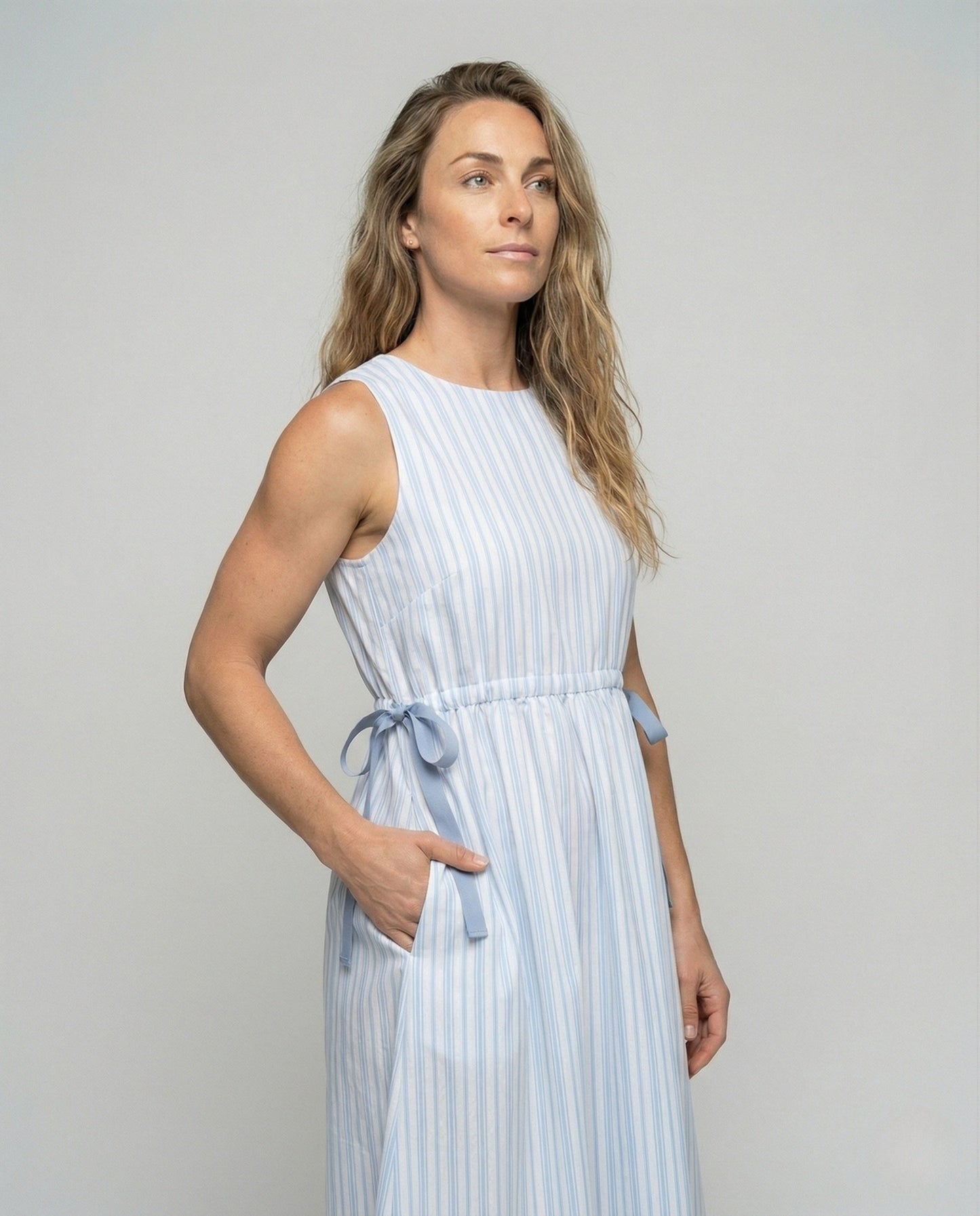 Abito Midi Donna Smanicato Linea A con Coulisse - Brentozzi