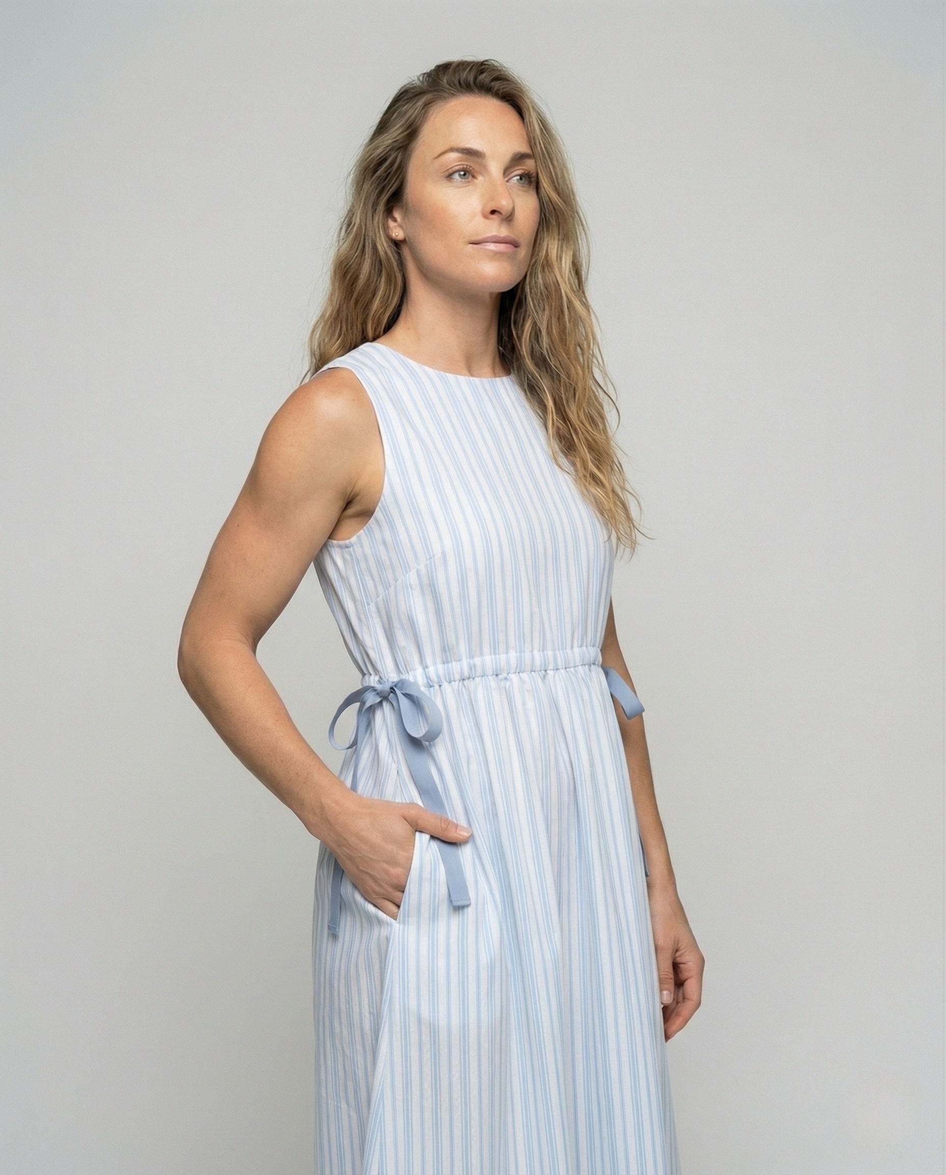 Abito Midi Donna Smanicato Linea A con Coulisse - Brentozzi