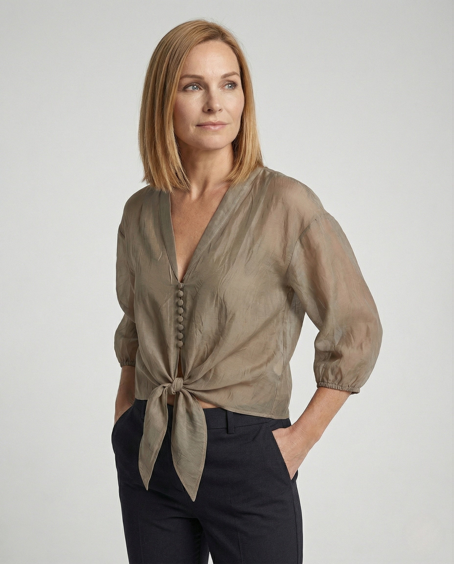 Blusa Donna in Chiffon Manica a Sbuffo - Brentozzi