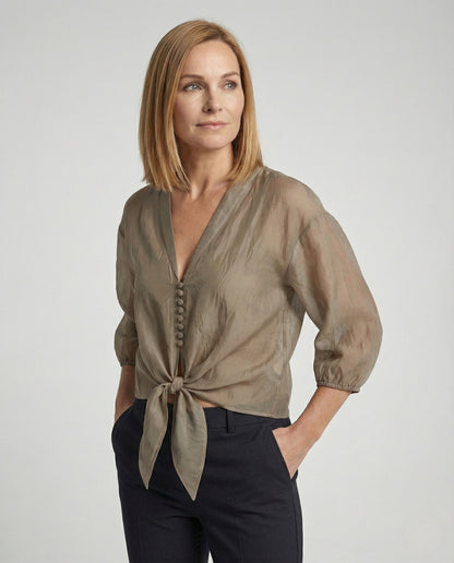 Blusa Donna in Chiffon Manica a Sbuffo - Brentozzi