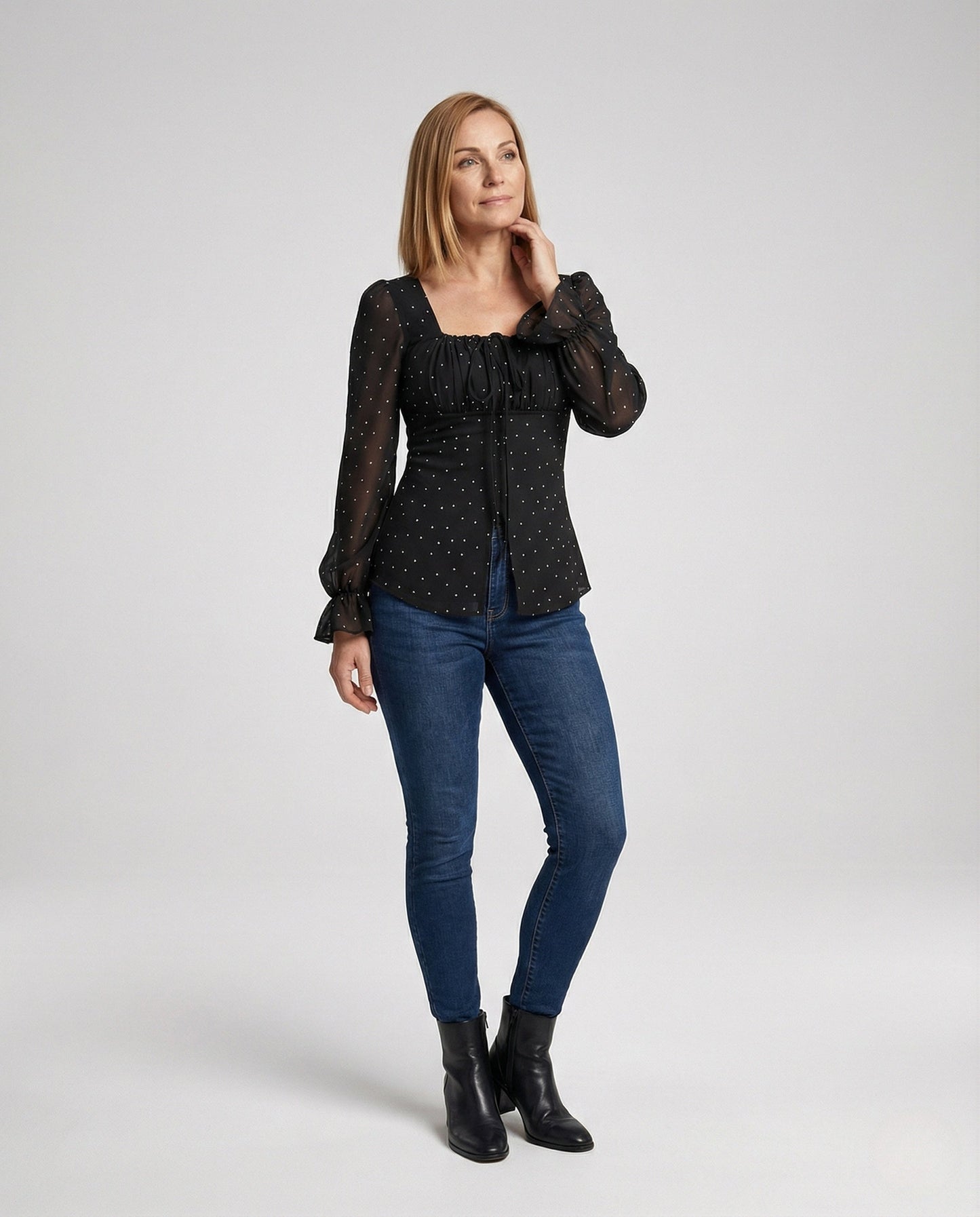 Blusa Donna in Chiffon Scollo Quadrato - Brentozzi
