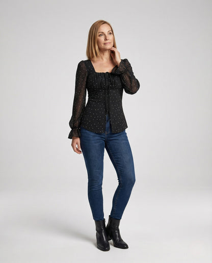 Blusa Donna in Chiffon Scollo Quadrato - Brentozzi