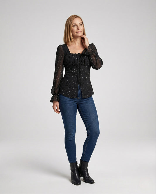 Blusa Donna in Chiffon Scollo Quadrato - Brentozzi