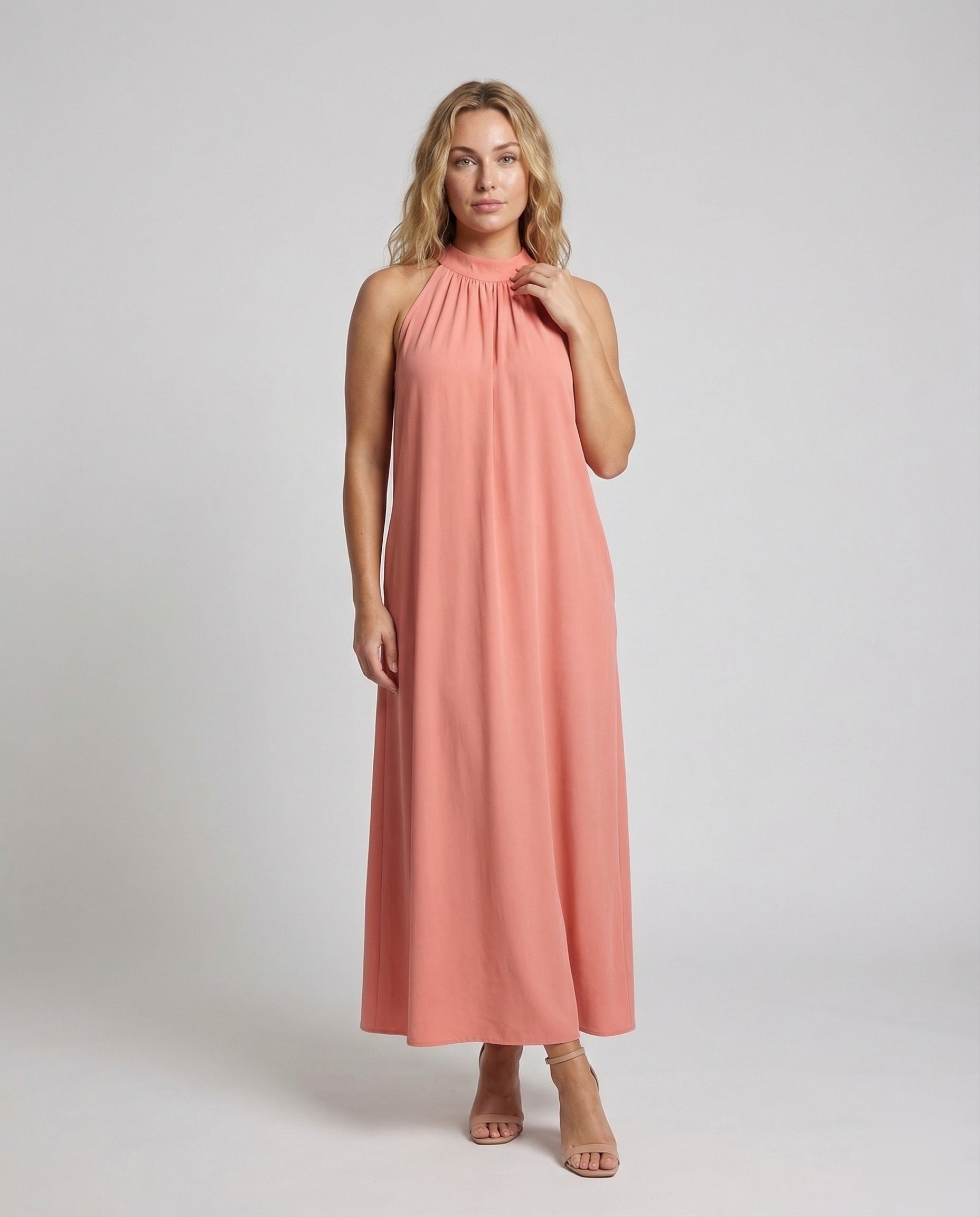 Abito Maxi Donna Scollo Halter Linea A - Brentozzi