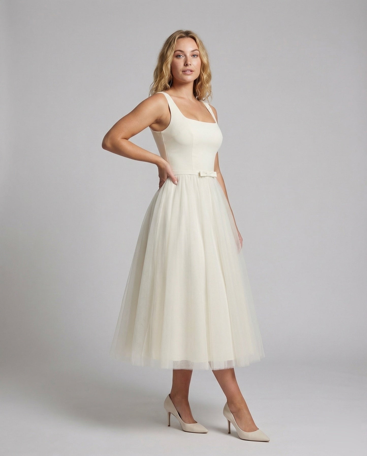 Abito Sera Donna con Gonna in Tulle e Spalline - Brentozzi