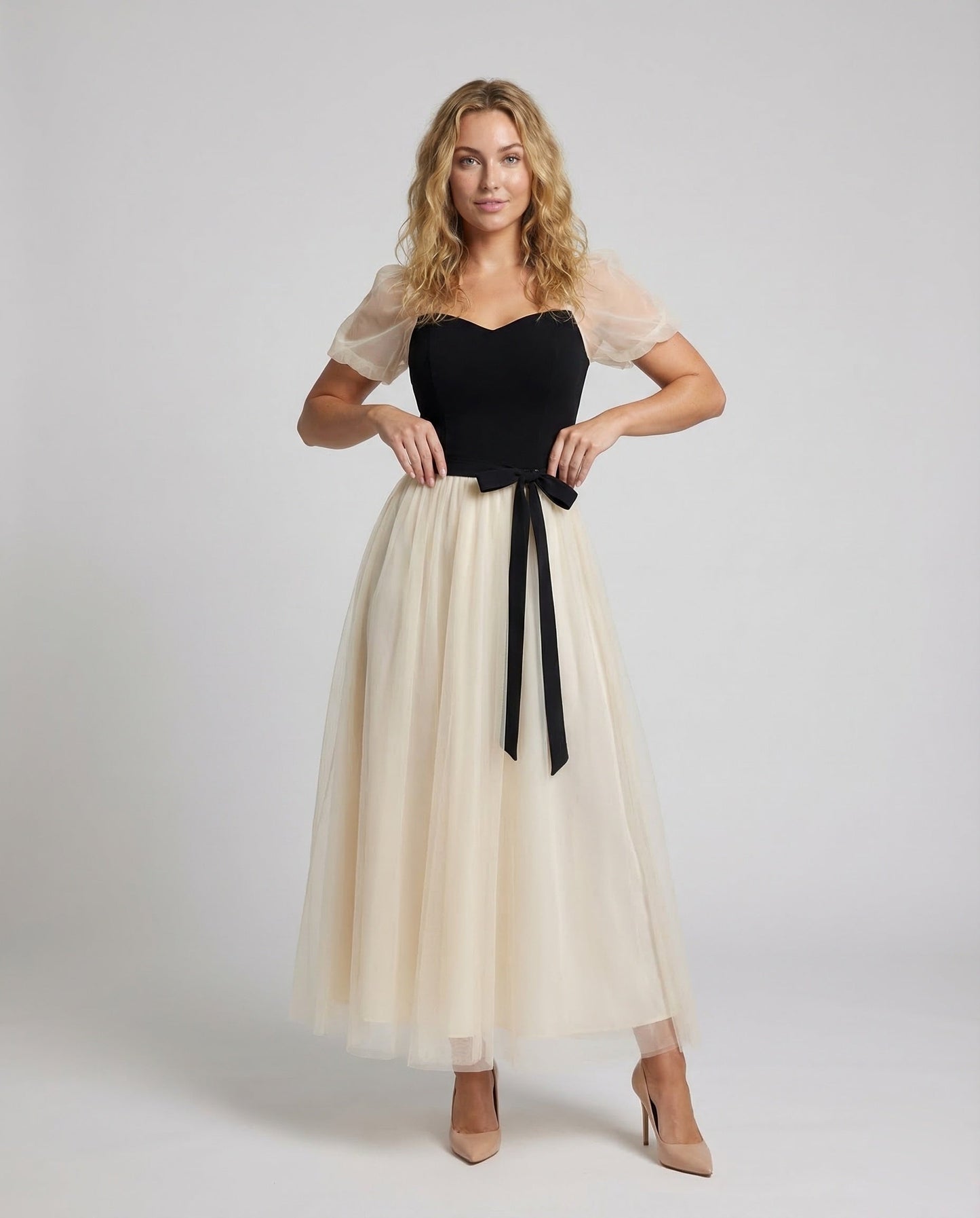 Abito Lungo Donna con Gonna in Tulle Elegante - Brentozzi