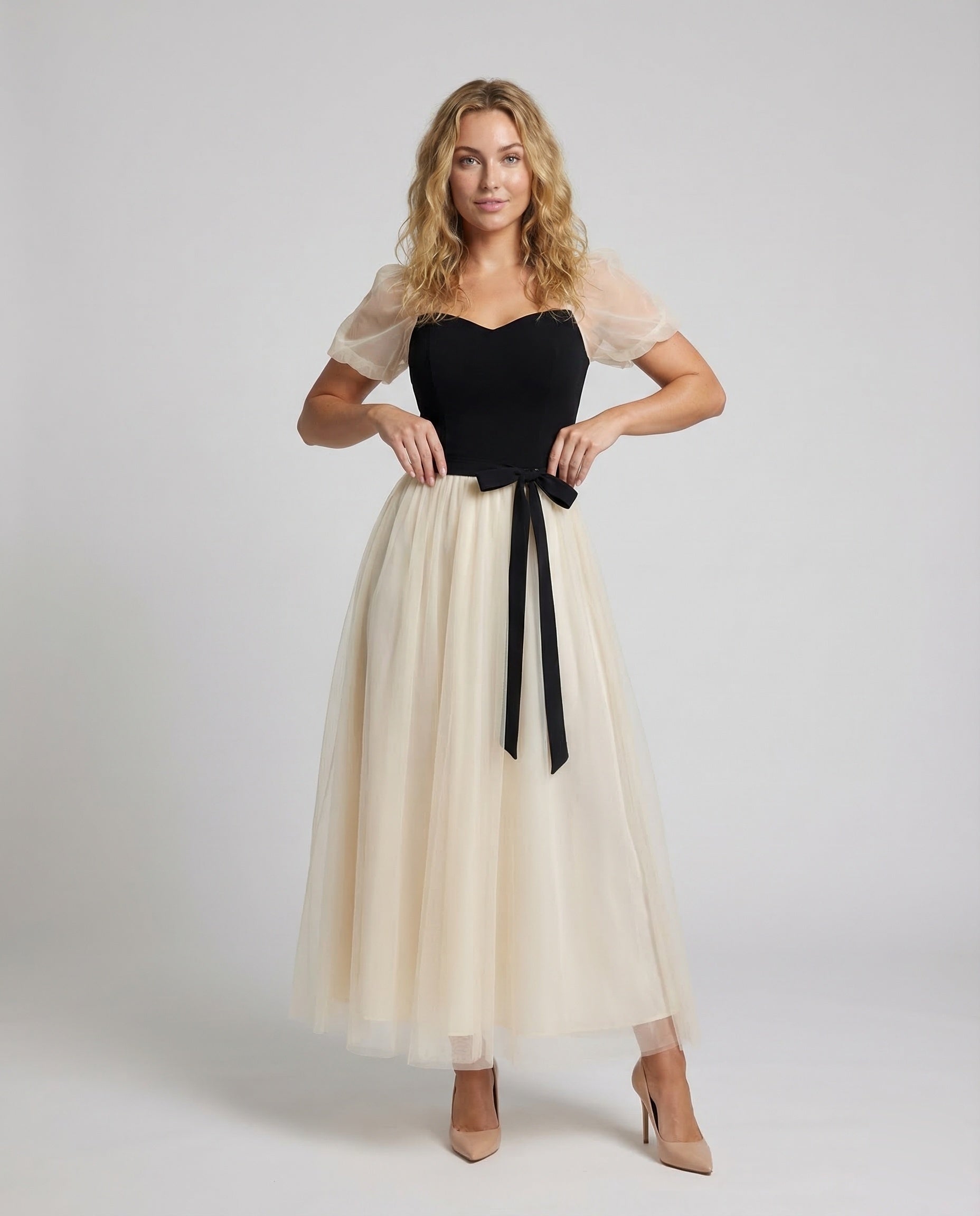 Abito Lungo Donna con Gonna in Tulle Elegante - Brentozzi