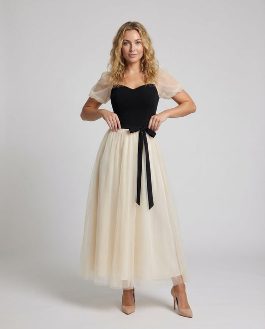 Abito Lungo Donna con Gonna in Tulle Elegante - Brentozzi