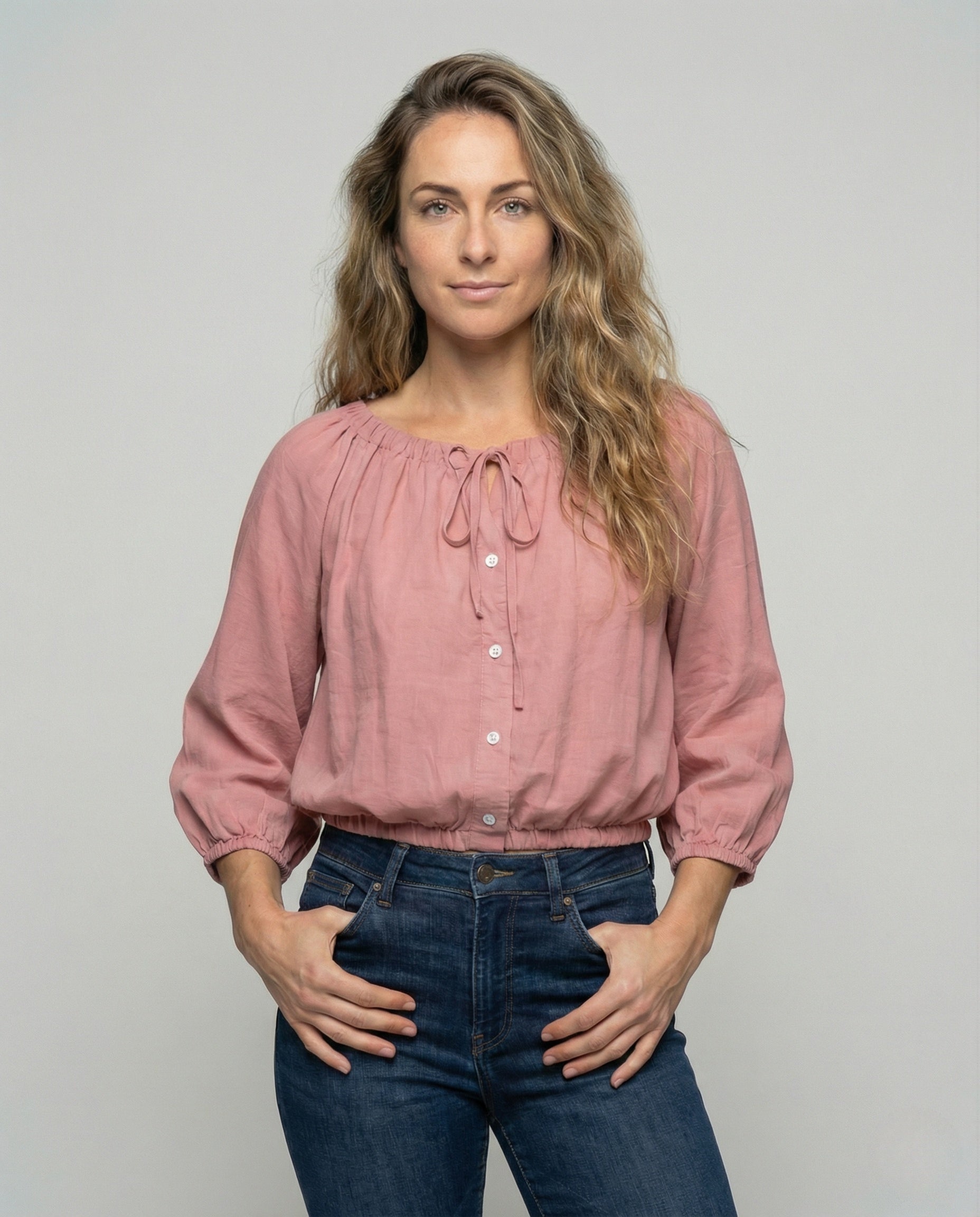 Blusa Donna in Tessuto Effetto Seta con Coulisse - Brentozzi
