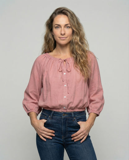 Blusa Donna in Tessuto Effetto Seta con Coulisse - Brentozzi