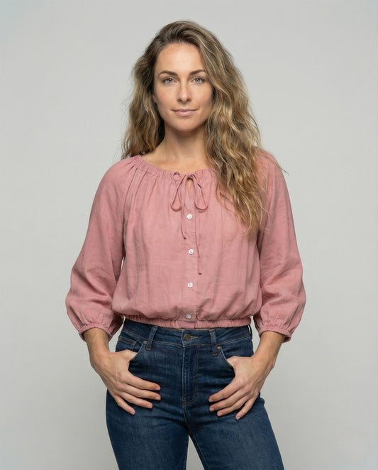 Blusa Donna in Tessuto Effetto Seta con Coulisse - Brentozzi