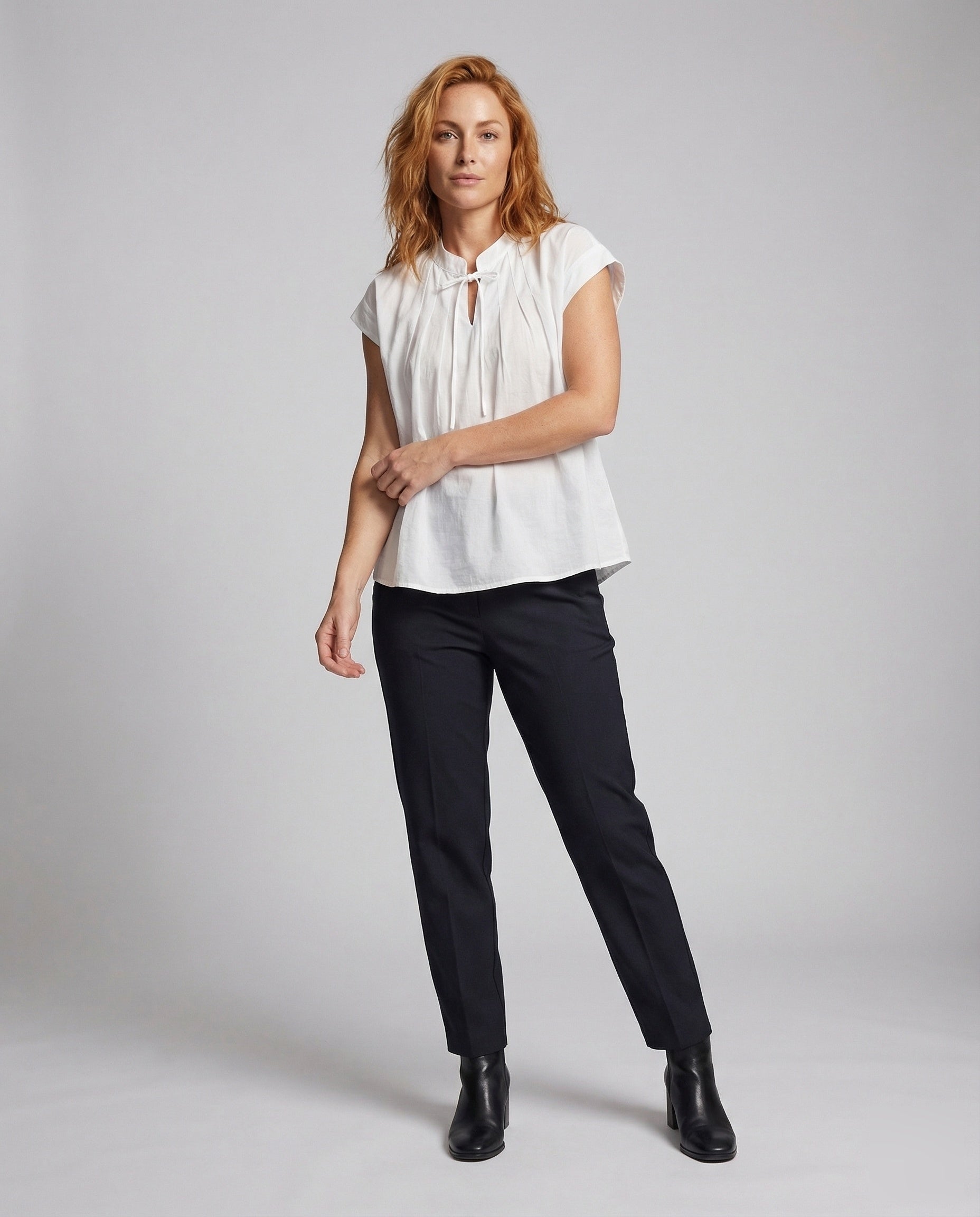Blusa Donna Manica Corta Colletto alla Coreana - Brentozzi