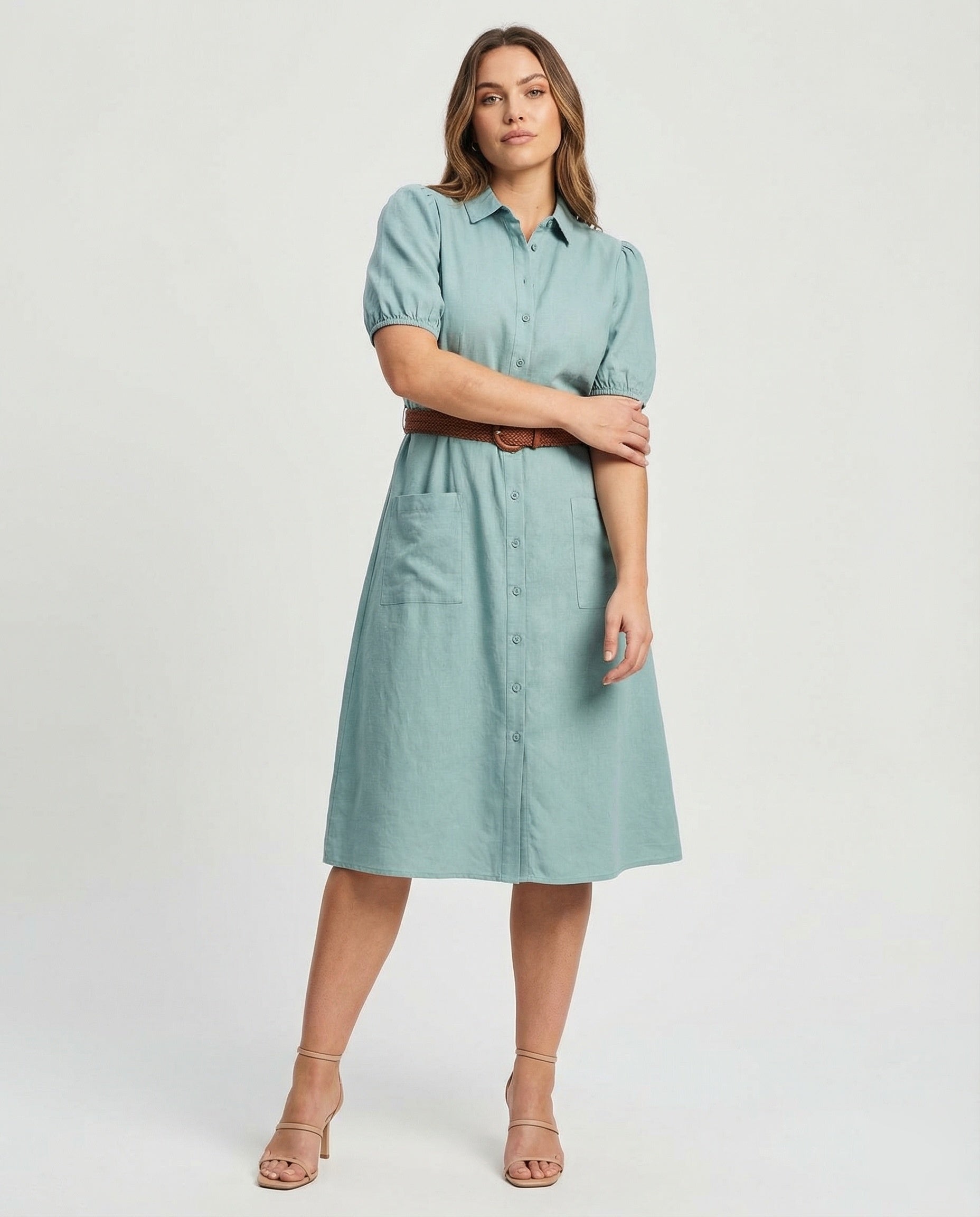 Abito Maxi Donna con Bottoni e Cintura - Brentozzi