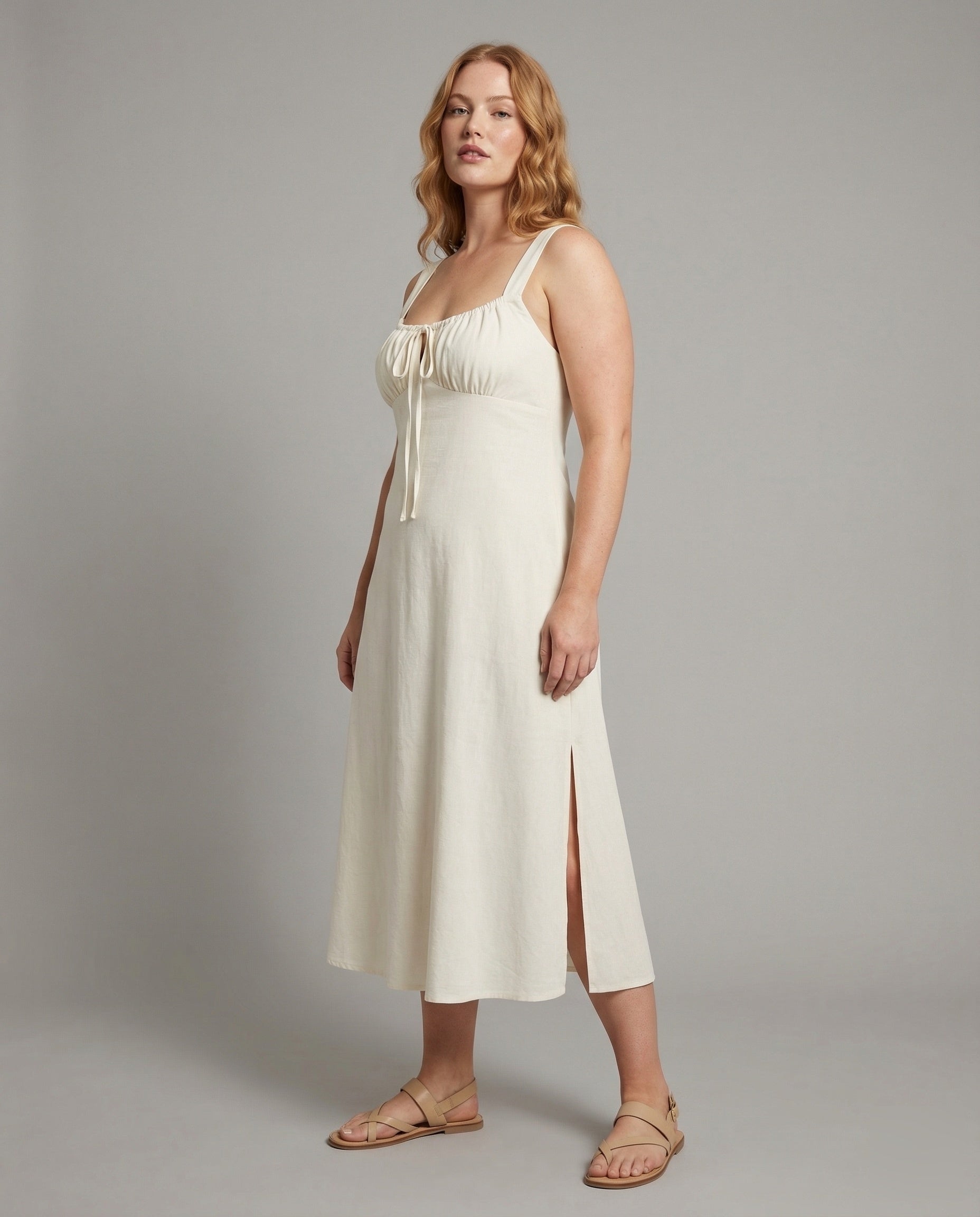 Abito Lungo Donna Linea A con Spacco - Brentozzi