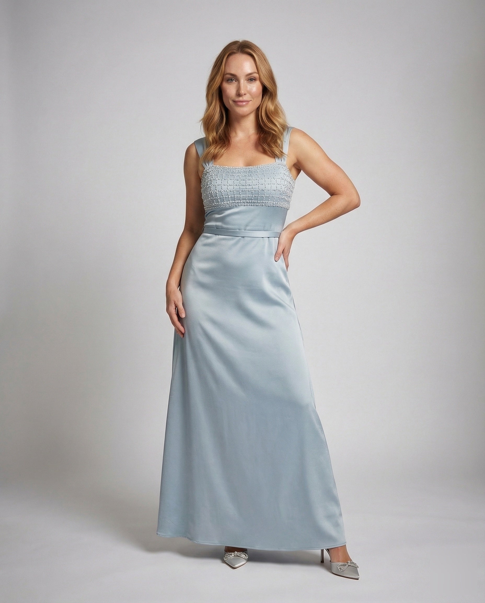 Abito Lungo Donna con Bustier Ricamato Taglio Impero - Brentozzi