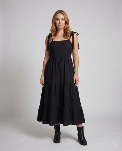 Abito Lungo Donna Bustier con Gonna a Balze - Brentozzi