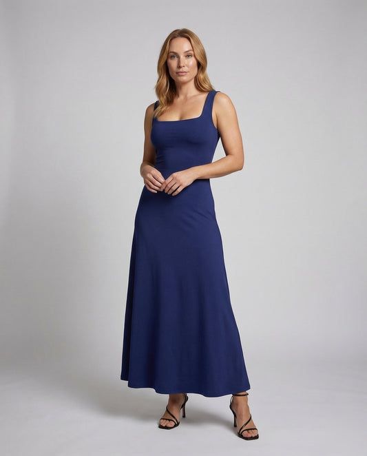 Abito Donna in Jersey Elasticizzato Scollo Quadrato - Brentozzi