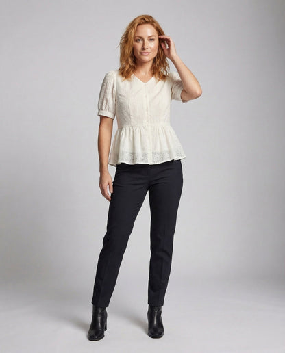 Blusa Donna Cotone Lino con Volant - Brentozzi