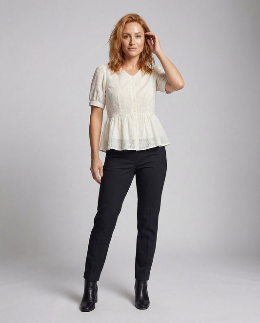 Blusa Donna Cotone Lino con Volant - Brentozzi