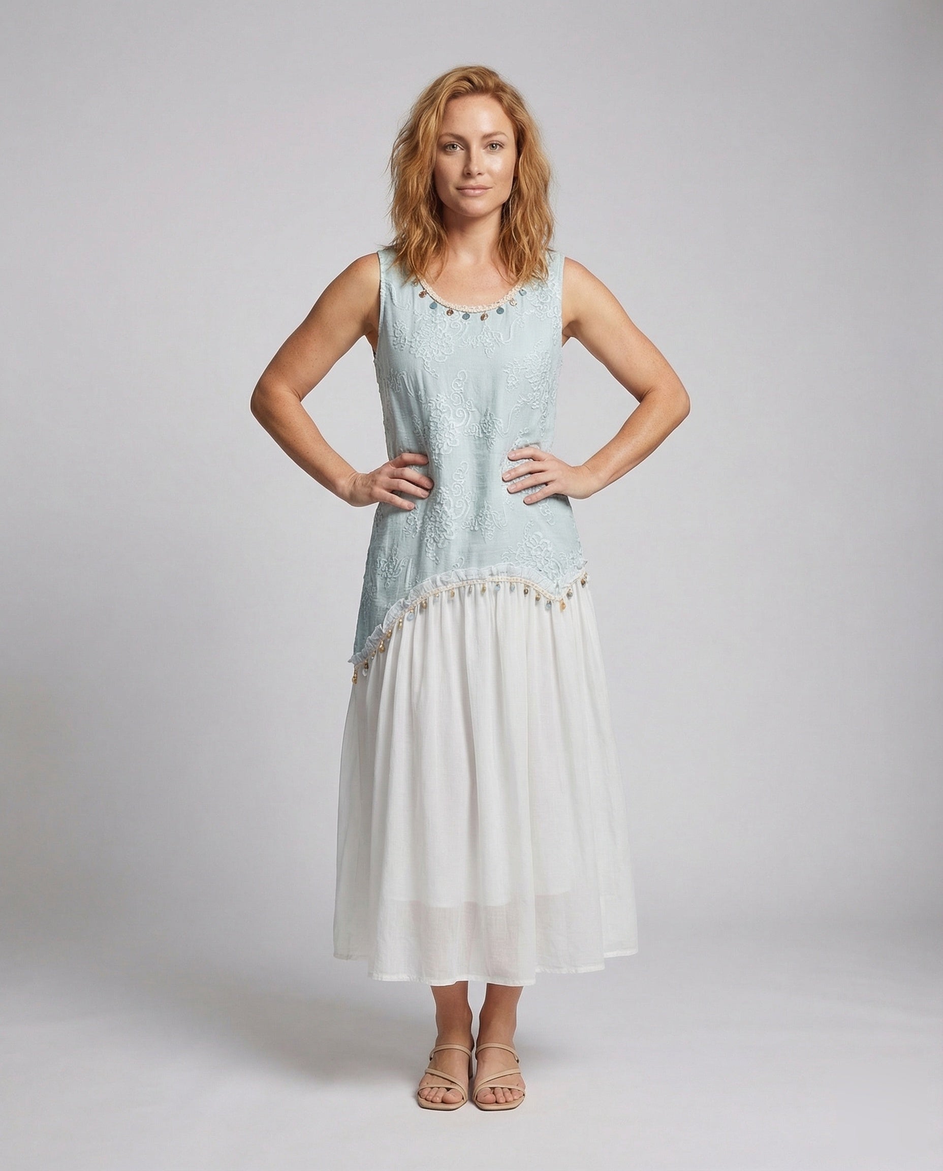 Abito Midi Donna con in Pizzo a Strati - Brentozzi
