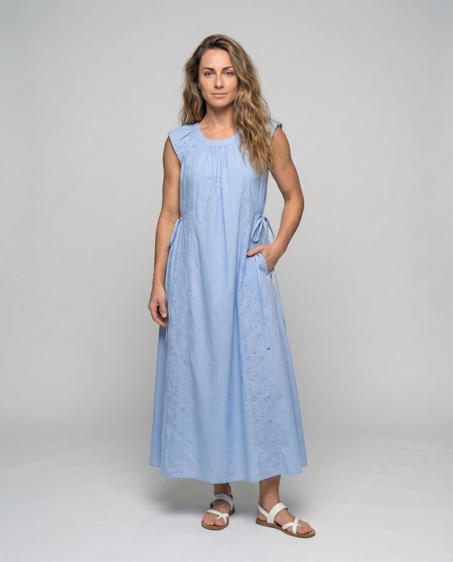Abito Maxidress Donna Cotone con Inserti in Broderie - Brentozzi