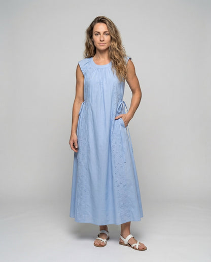 Abito Maxidress Donna Cotone con Inserti in Broderie - Brentozzi