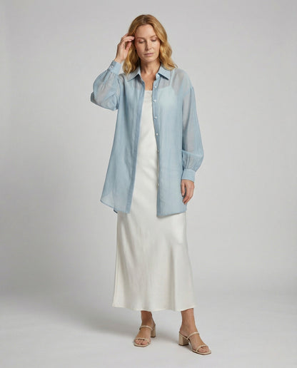Camicia Oversize Donna Tessuto Leggero Scollo Posteriore Cut Out - Brentozzi