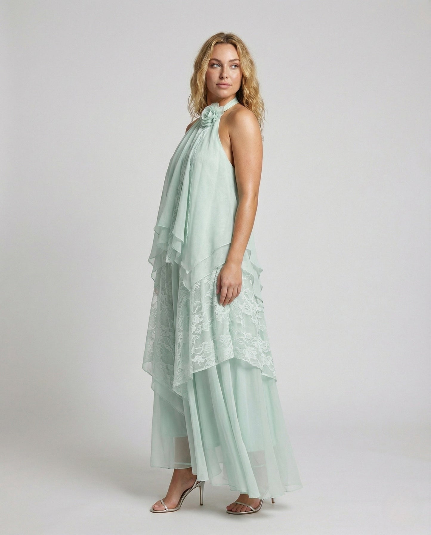 Abito Maxidress Donna Multistrato con Sovrapposizione in Pizzo - Brentozzi