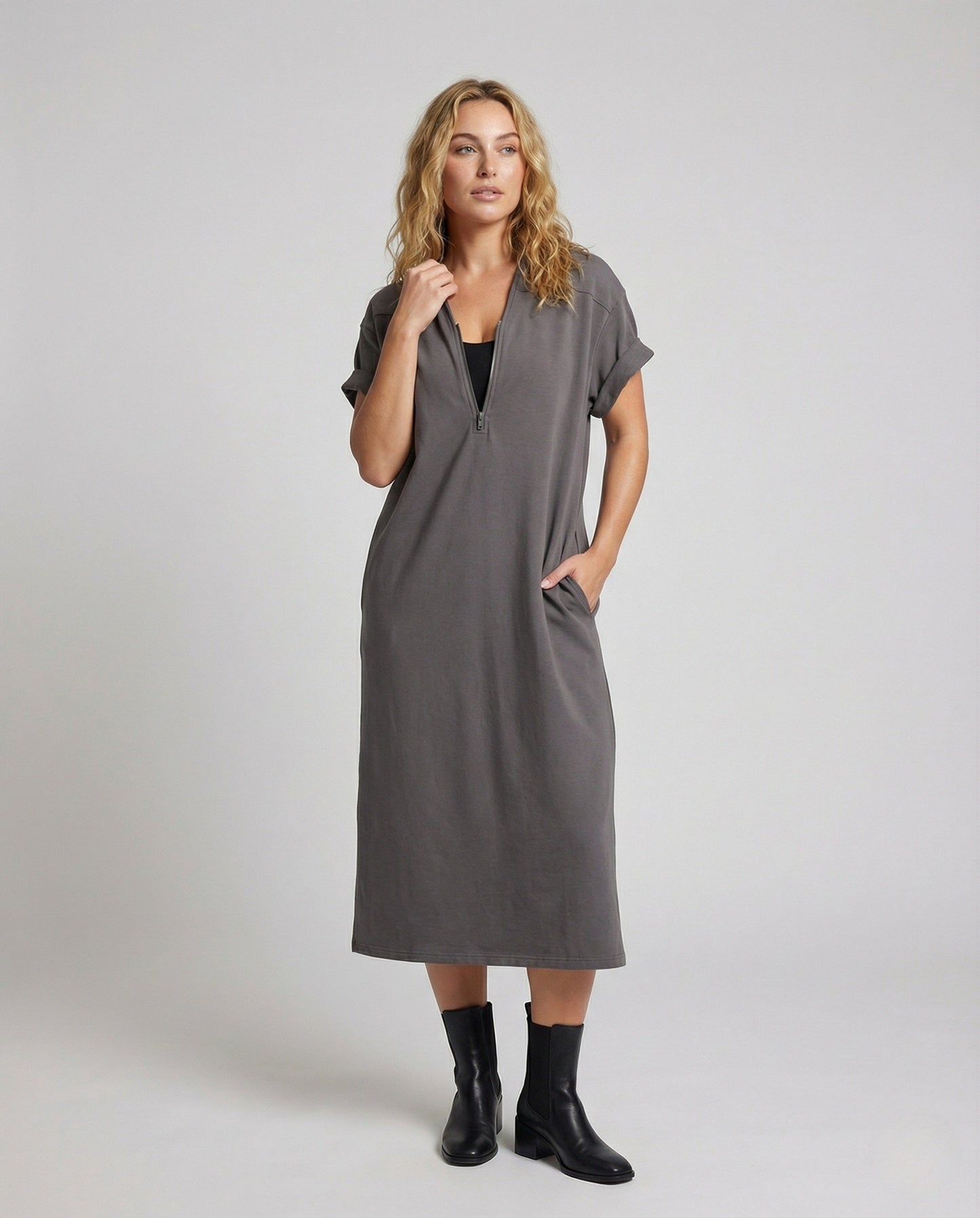 Abito Midi Donna Tempo Libero con Chiusura Lampo - Brentozzi