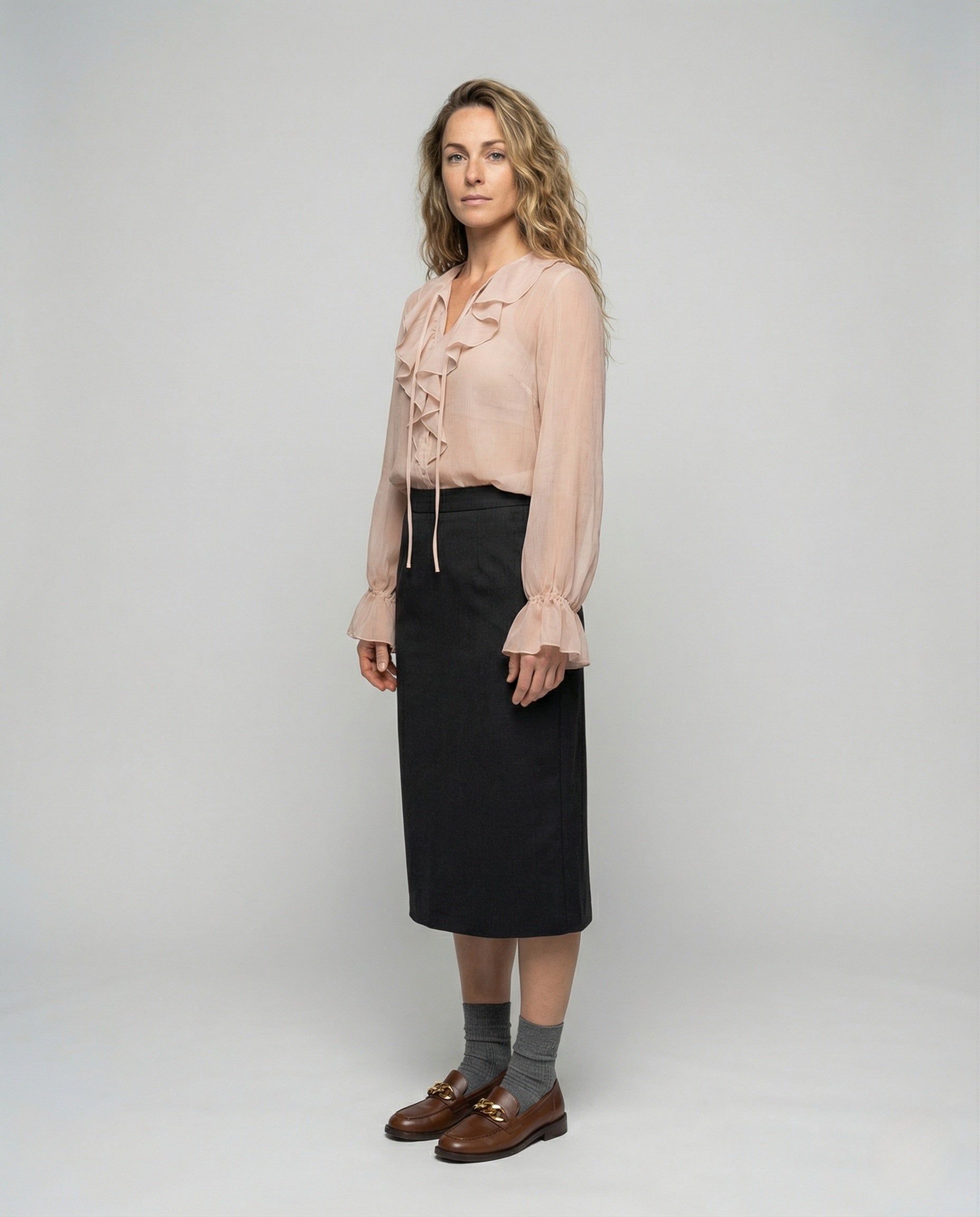 Blusa Donna in Chiffon Colletto Volant Romantico - Brentozzi