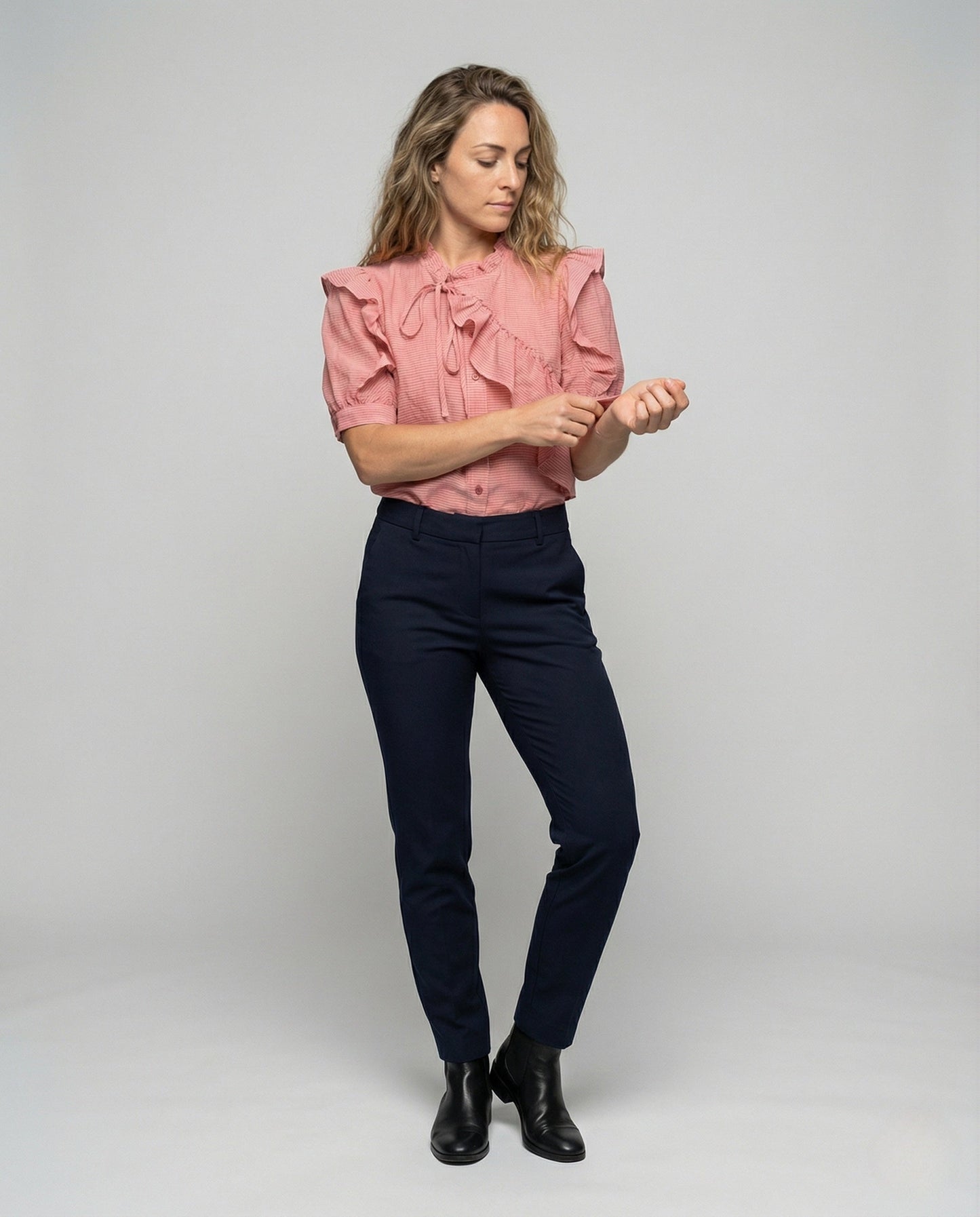 Blusa Donna con Volant e Rouches Asimmetriche - Brentozzi