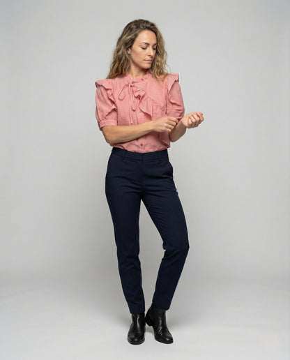 Blusa Donna con Volant e Rouches Asimmetriche - Brentozzi