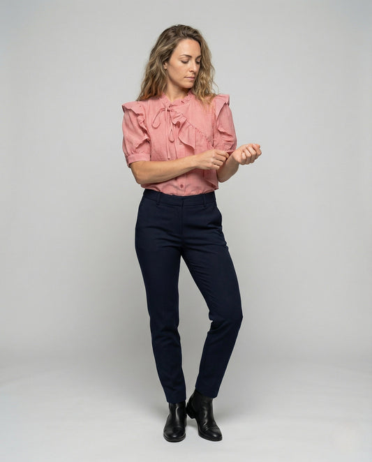 Blusa Donna con Volant e Rouches Asimmetriche - Brentozzi