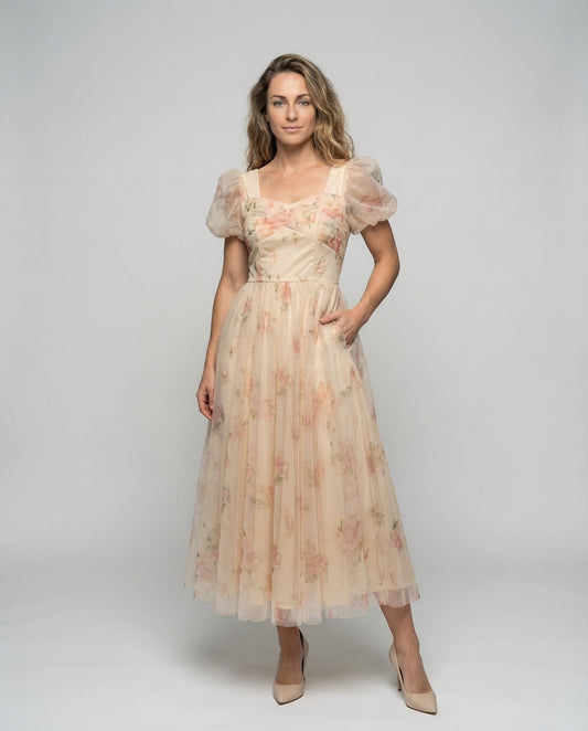 Abito Maxidress Donna in Tulle Spalline Sottili - Brentozzi
