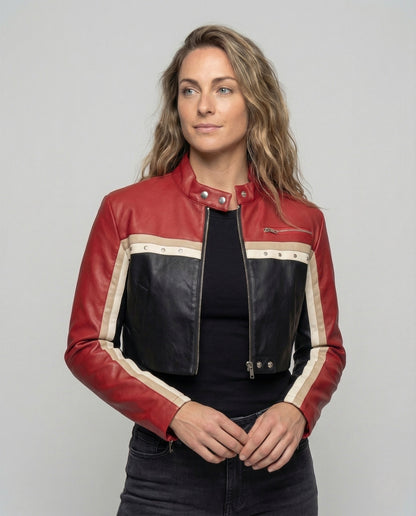Giacca Biker Donna in PU con Borchie Slim Fit - Brentozzi