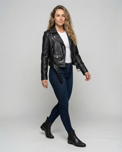 Giacca Moto Donna Effetto Pelle Slim Fit - Brentozzi
