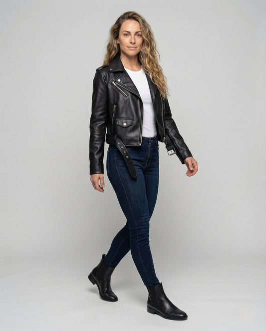 Giacca Moto Donna Effetto Pelle Slim Fit - Brentozzi