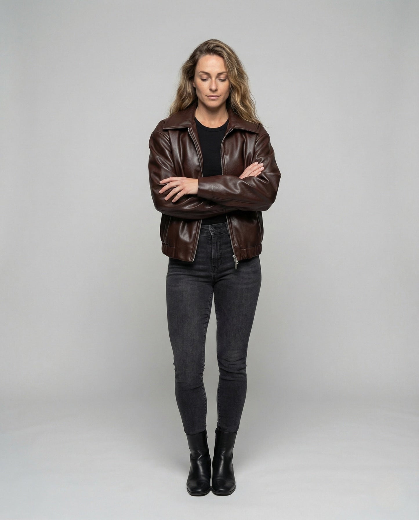 Giacca Oversize Donna Effetto Pelle Taglio Largo - Brentozzi
